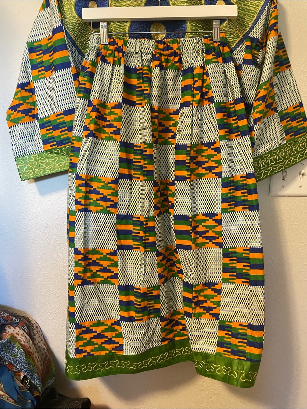 Ethnic African Handmade Colorful Print Shirt & Skirt Set Size M